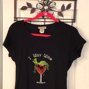 I WUV WINE Swarovski Crystal Embellished Tee